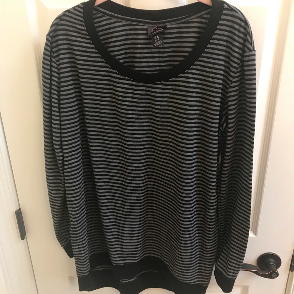 Black and Gray Thermal Long Sleeve Maternity Top